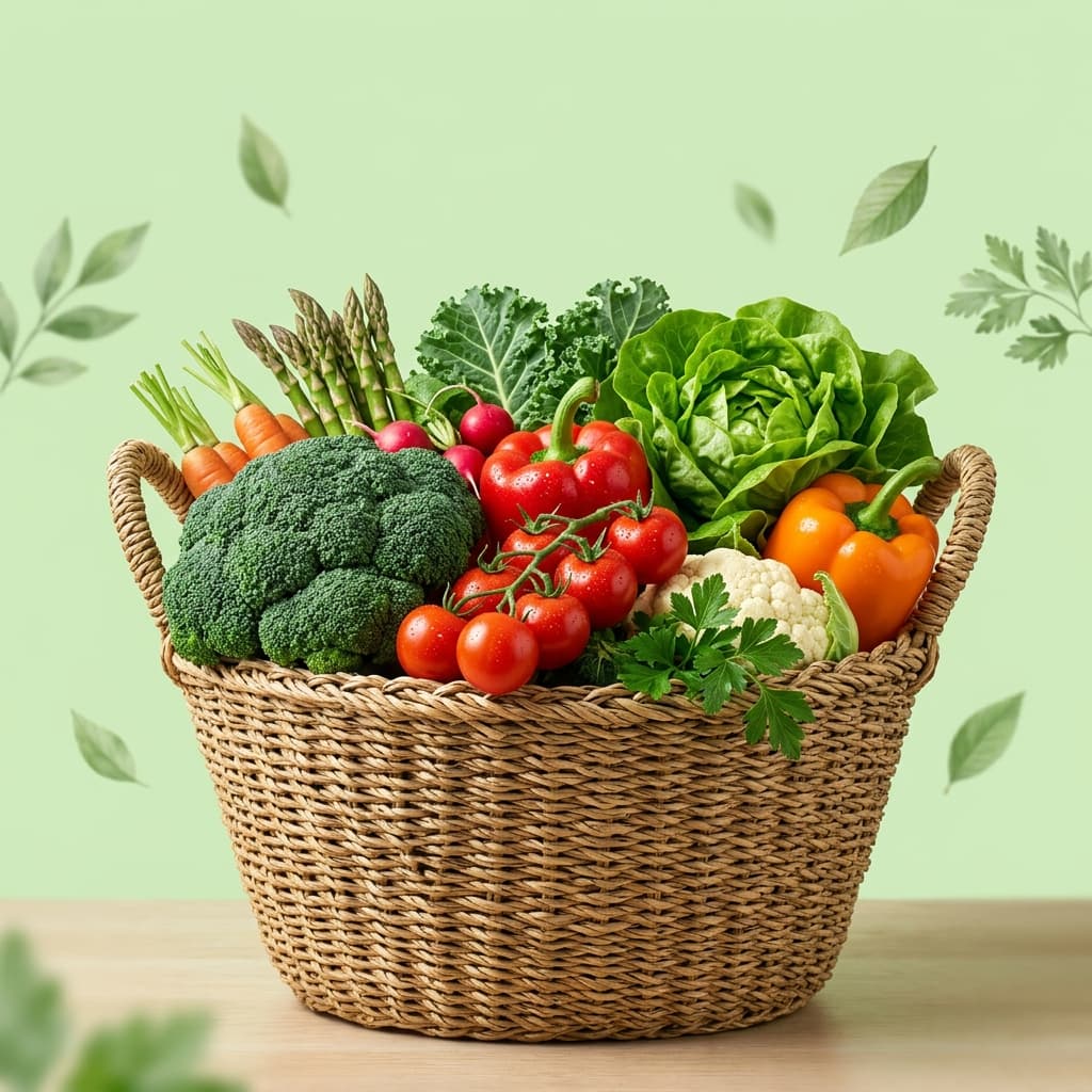 Fresh vegetables in a basket